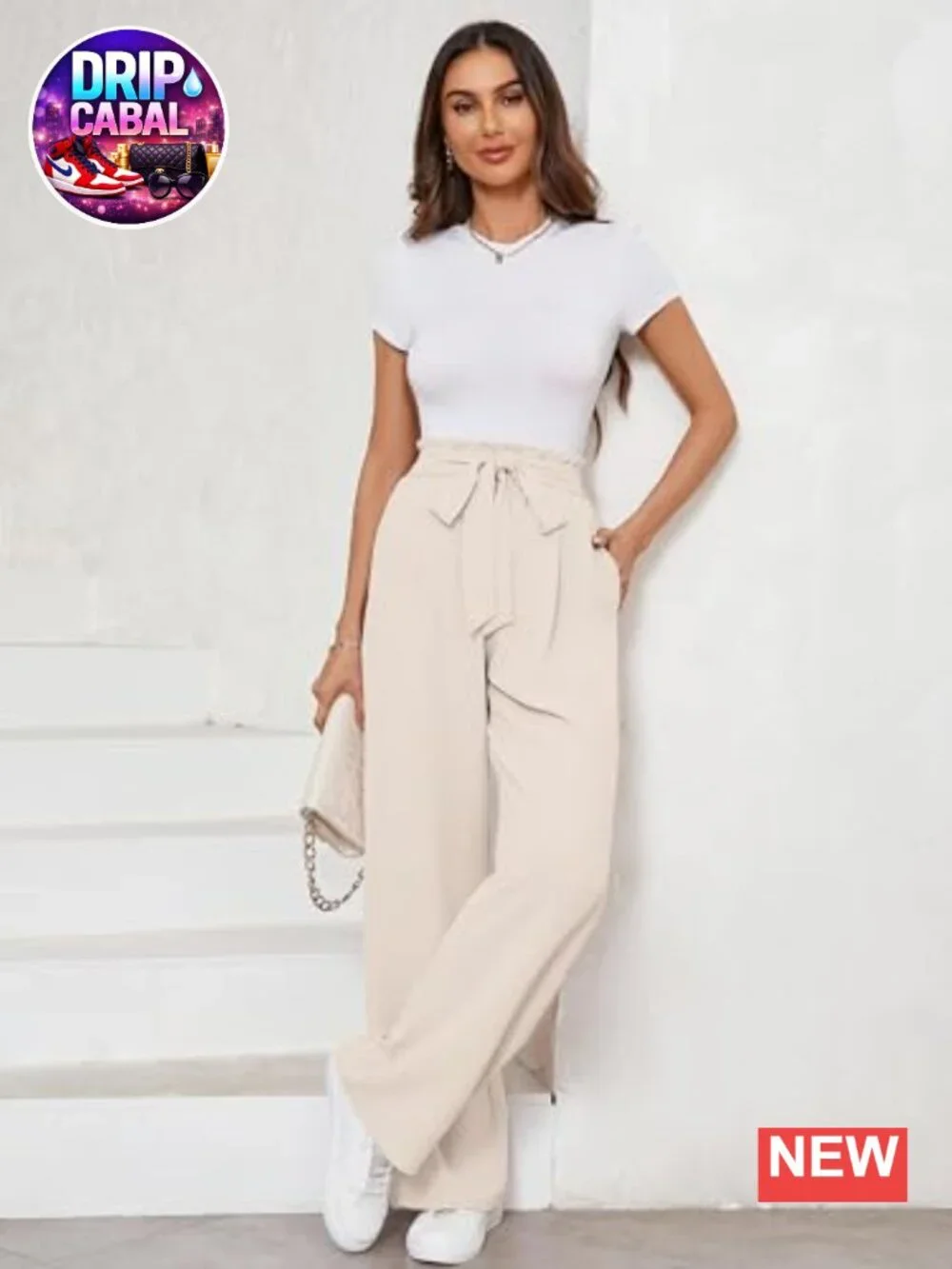Wide Leg Lounge Pants High Waisted Lightweight Casual Trousers with Pockets